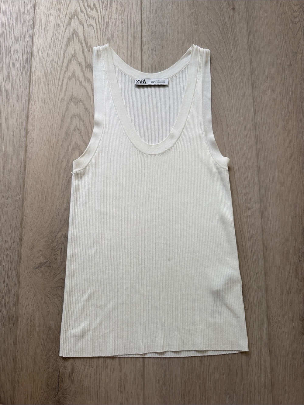 Zara White Ribbed sleeveless  Top
